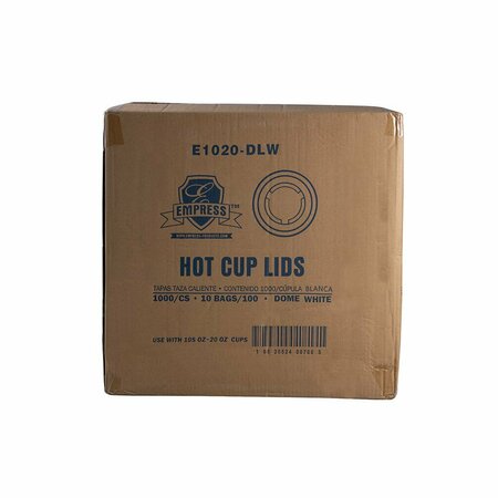 EMPRESS Dome Lid for 10-20oz Paper Hot Cups White, 100PK E1020-DLW